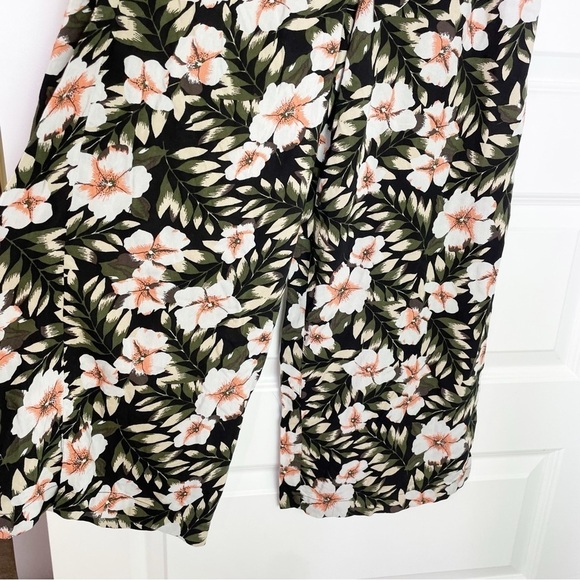 VOLCOM Womens Coco Beach Black Floral Wide Leg Pants Pull On High Waisted 0/2 - Picture 7 of 10